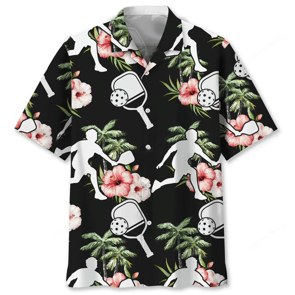 Pickleball Nature Flower Hawaiian Shirt, custom shirt gift for men (view 2)