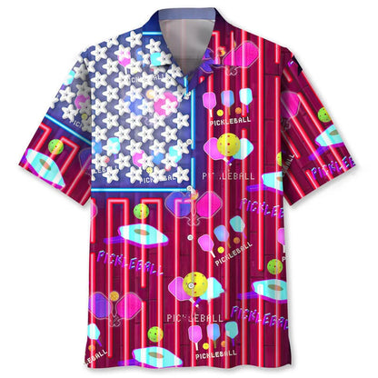 Pickleball Neon Hawaiian Shirt, custom shirt gift for men
