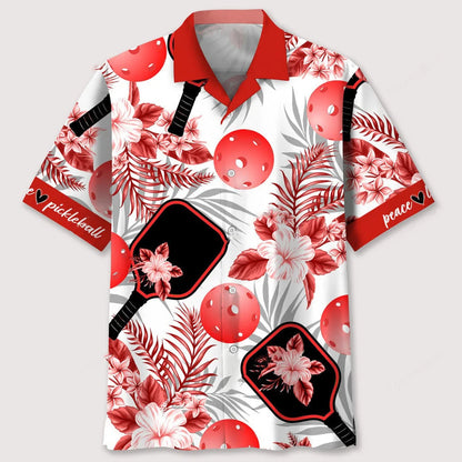 Pickleball Red Hawaiian Shirt, custom shirt gift for men
