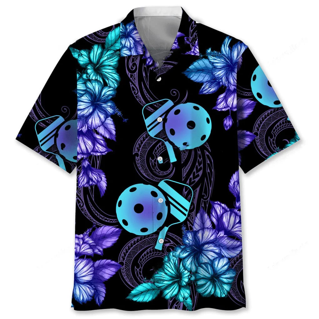 Pickleball Tropical Hawaiian Shirt, custom shirt gift for men