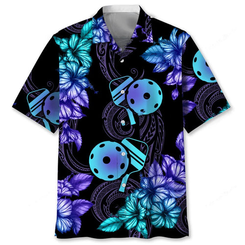 Pickleball Tropical Hawaiian Shirt, custom shirt gift for men