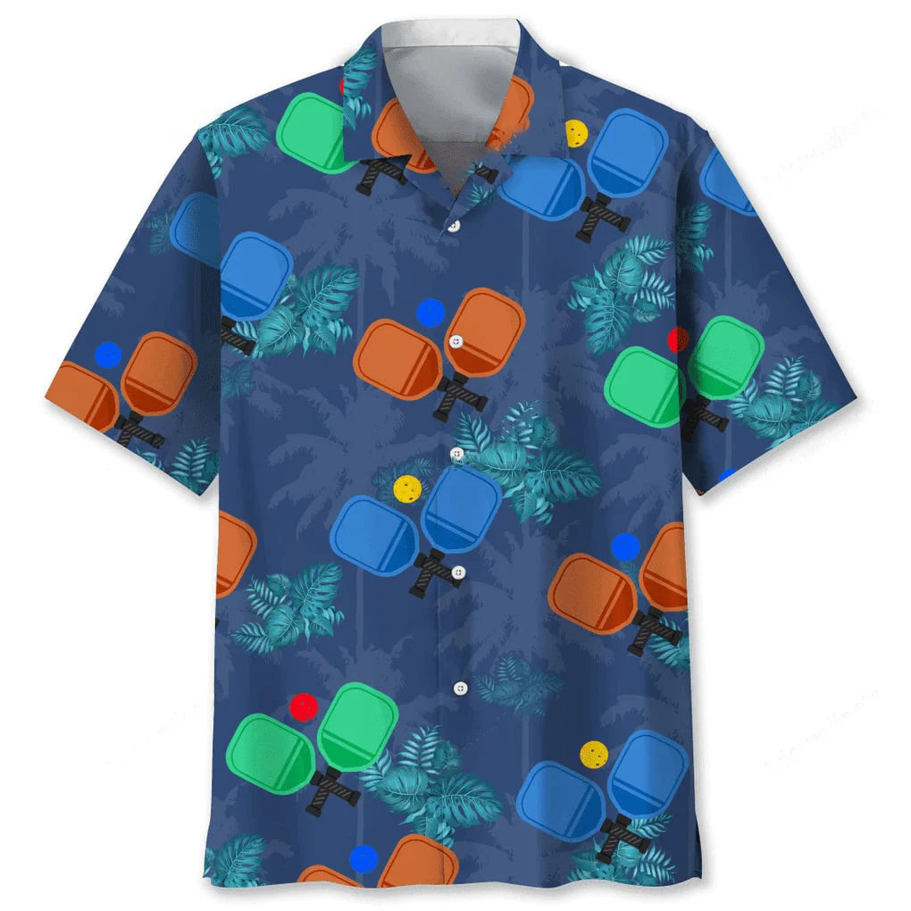 Pickleball Tropical Hawaiian Shirt, custom shirt gift for men (view 2)