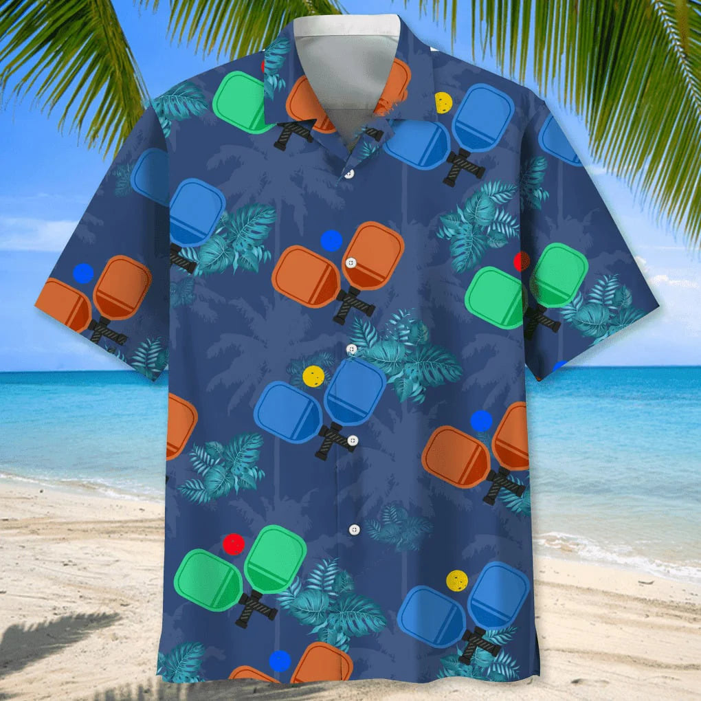 Pickleball Tropical Hawaiian Shirt, custom shirt gift for men (view 3)