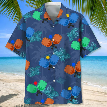 Pickleball Tropical Hawaiian Shirt, custom shirt gift for men (view 3)
