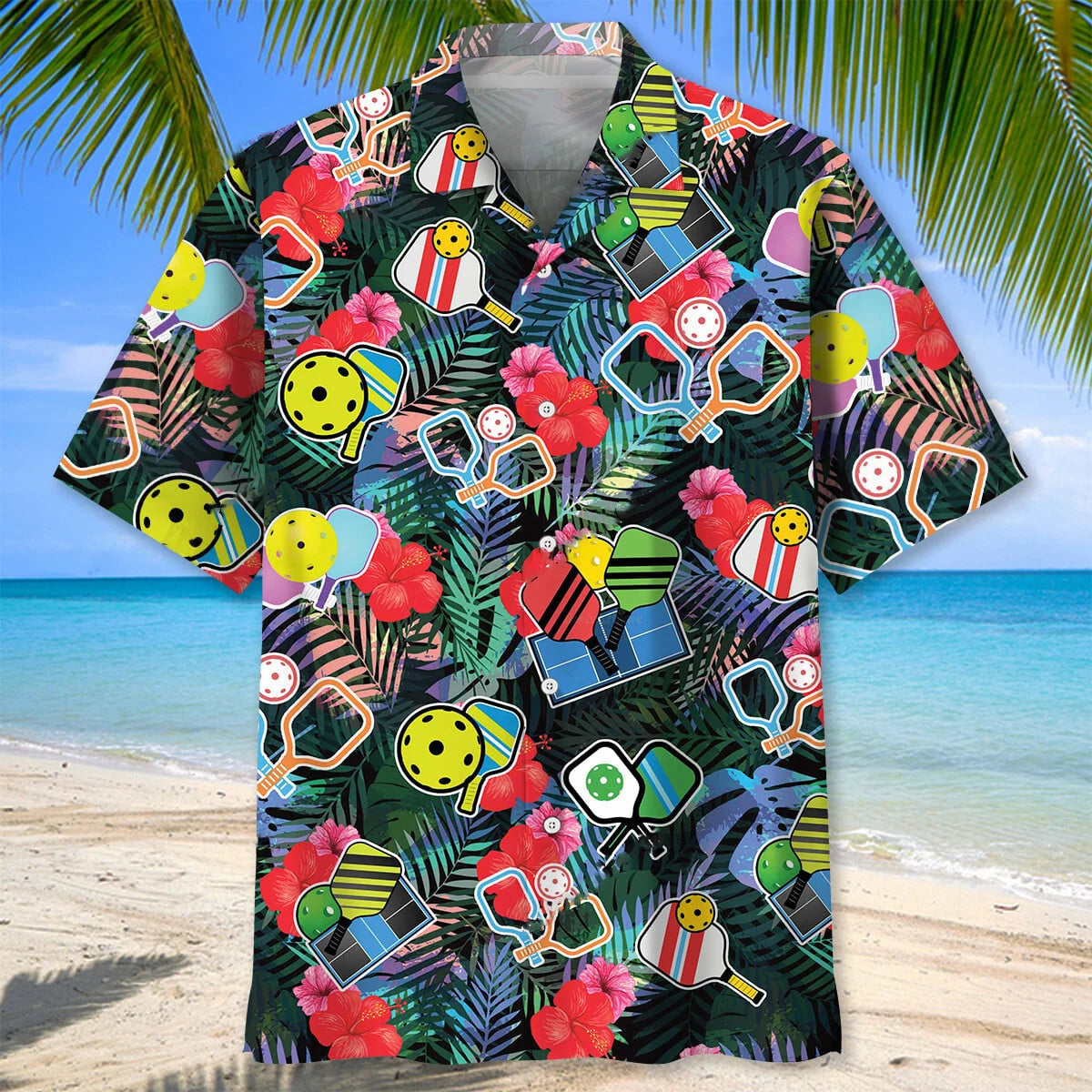 Pickleball Tropical Hawaiian Shirt, custom shirt gift for men (view 5)