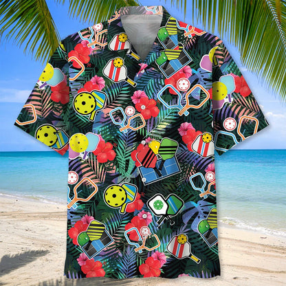 Pickleball Tropical Hawaiian Shirt, custom shirt gift for men (view 5)