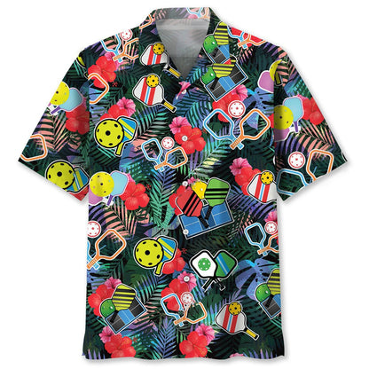 Pickleball Tropical Hawaiian Shirt, custom shirt gift for men (view 6)