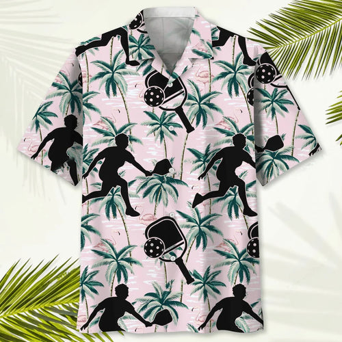 Pickleball Tropical Pink Hawaiian Shirt, custom shirt gift for men