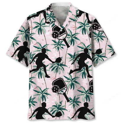 Pickleball Tropical Pink Hawaiian Shirt, custom shirt gift for men (view 2)