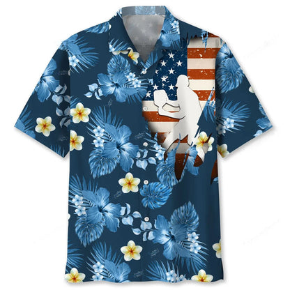 Pickleball Usa Blue Tropical Hawaiian Shirt, patriotic gift for 4th of July (view 2)