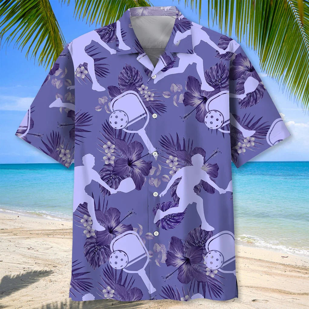 Pickleball Very Peri Tropical Hawaiian Shirt, custom shirt gift for men