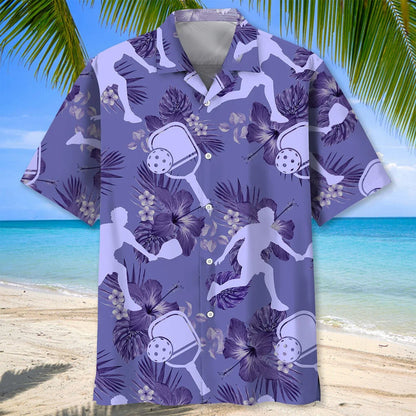 Pickleball Very Peri Tropical Hawaiian Shirt, custom shirt gift for men