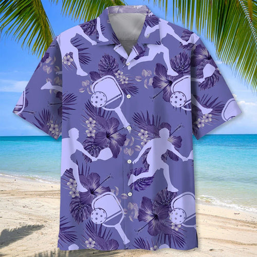 Pickleball Very Peri Tropical Hawaiian Shirt, custom shirt gift for men
