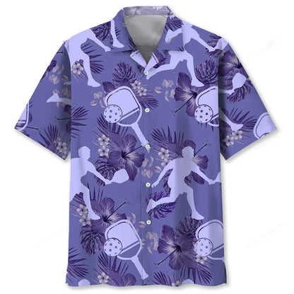 Pickleball Very Peri Tropical Hawaiian Shirt, custom shirt gift for men (view 2)