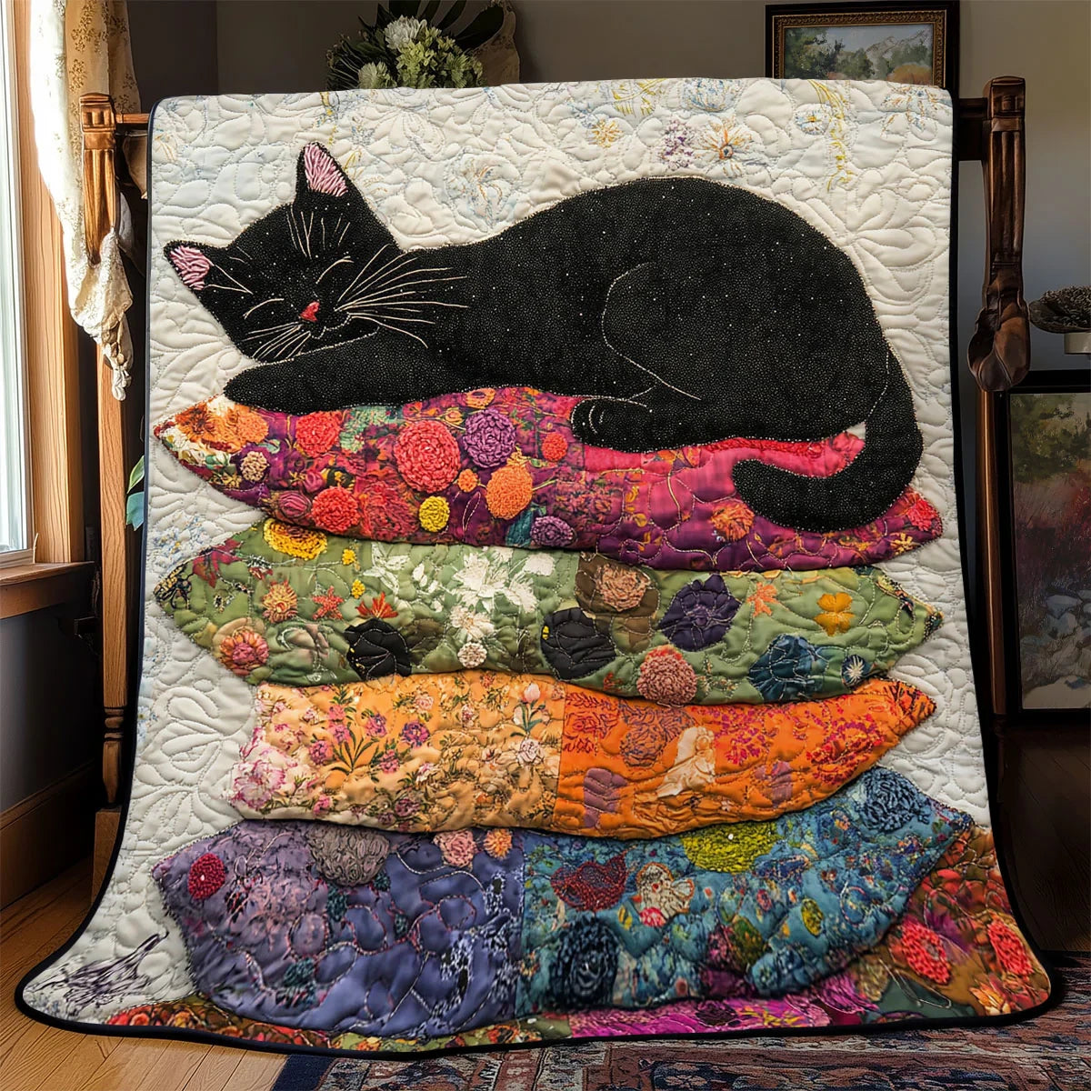 Pillow Black Cat Quilt Blanket