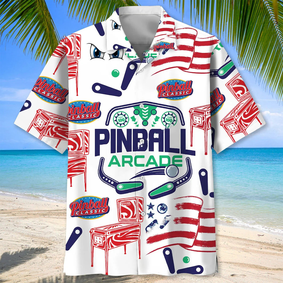 Pinball Arcade Hawaiian Shirt, custom shirt gift for men