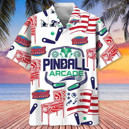 Pinball Arcade Hawaiian Shirt, custom shirt gift for men (view 2)