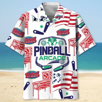 Pinball Arcade Hawaiian Shirt, custom shirt gift for men (view 3)