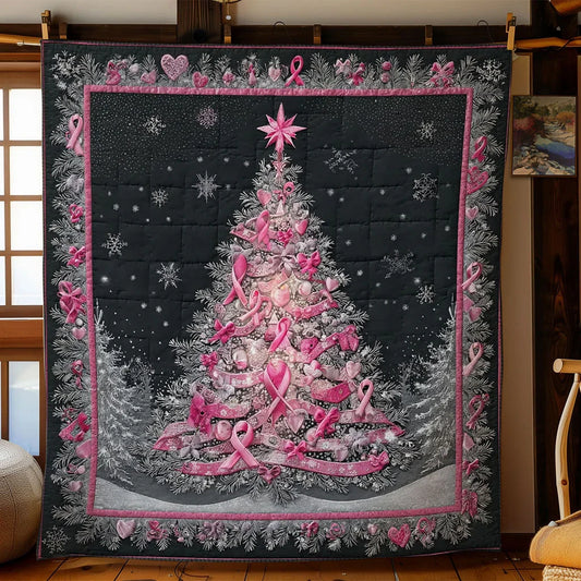 Pink Christmas Tree Quilt Blanket