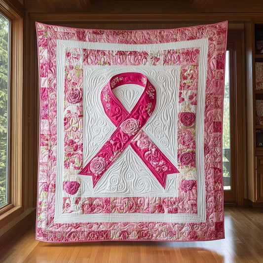 Pink Ribbon Quilt Blanket