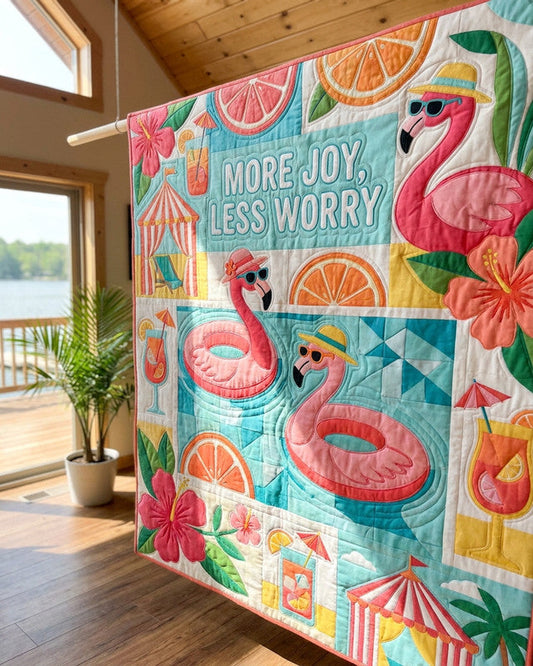 Pink Tropics Quilt Blanket - Quilted Blanket by OtterMia