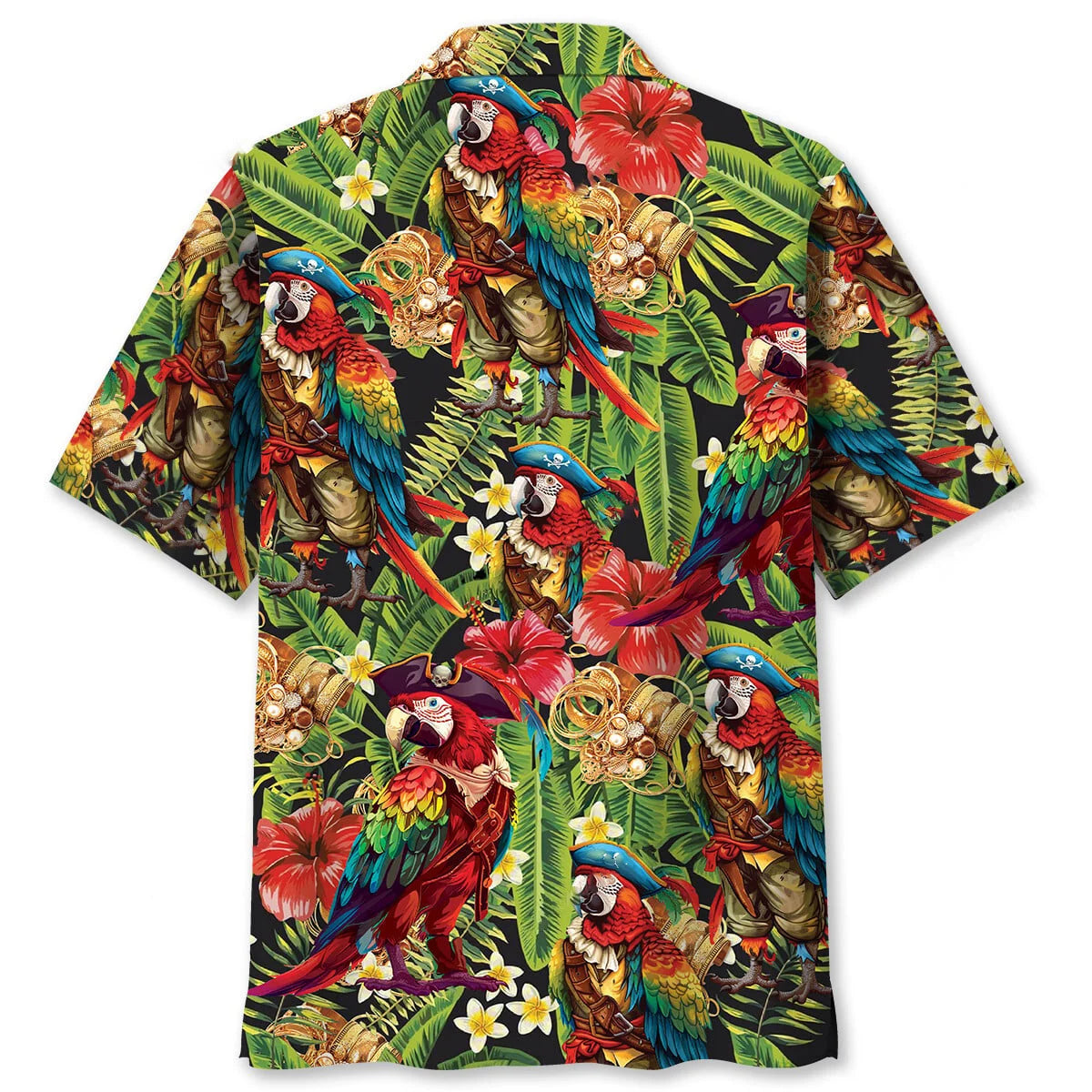 Pirate Parrot Tropical Hawaiian Shirt, custom shirt gift for men (view 2)
