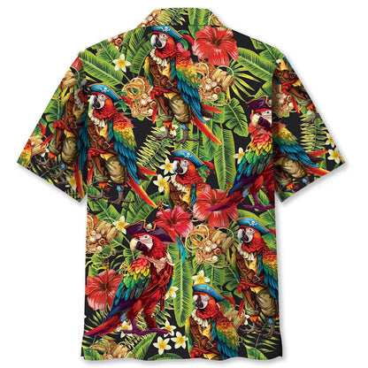 Pirate Parrot Tropical Hawaiian Shirt, custom shirt gift for men (view 2)