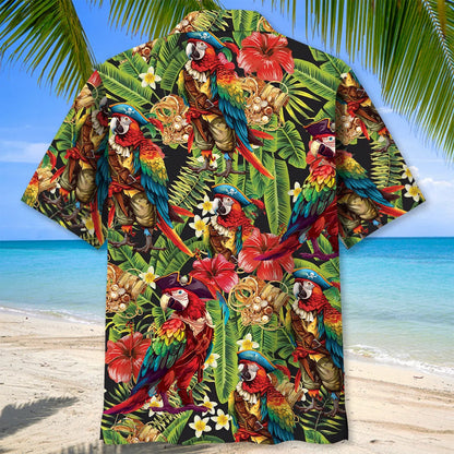 Pirate Parrot Tropical Hawaiian Shirt, custom shirt gift for men (view 3)