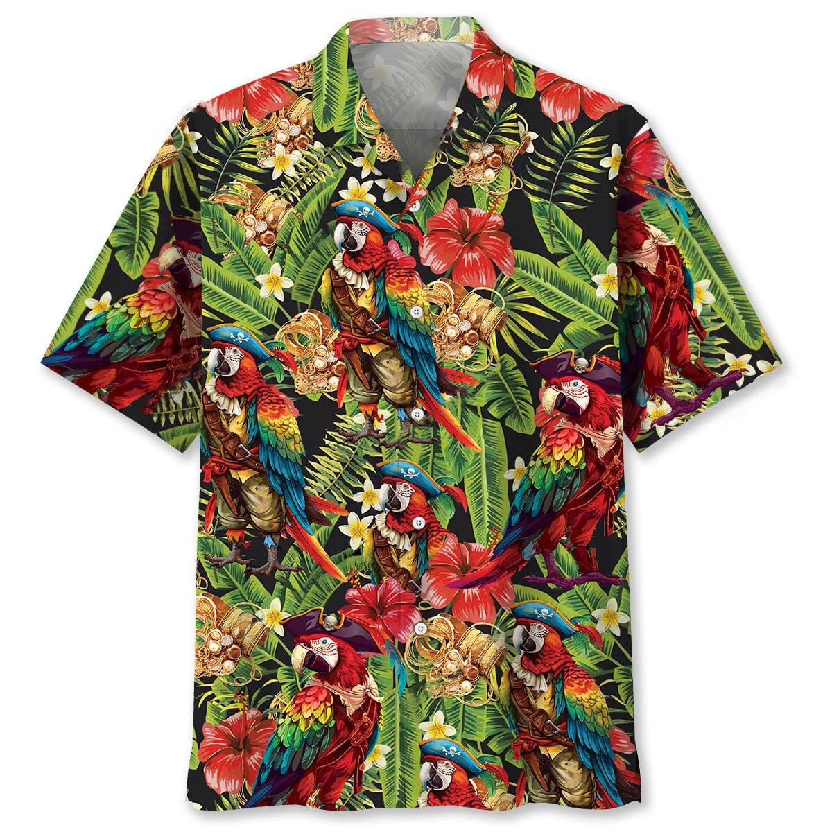 Pirate Parrot Tropical Hawaiian Shirt, custom shirt gift for men (view 4)