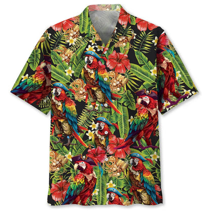 Pirate Parrot Tropical Hawaiian Shirt, custom shirt gift for men (view 4)