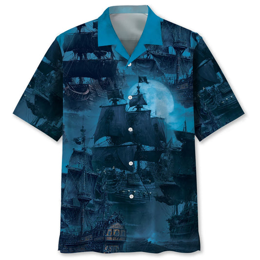 Pirate Ship in the Storm Hawaiian Shirt, custom shirt gift for men