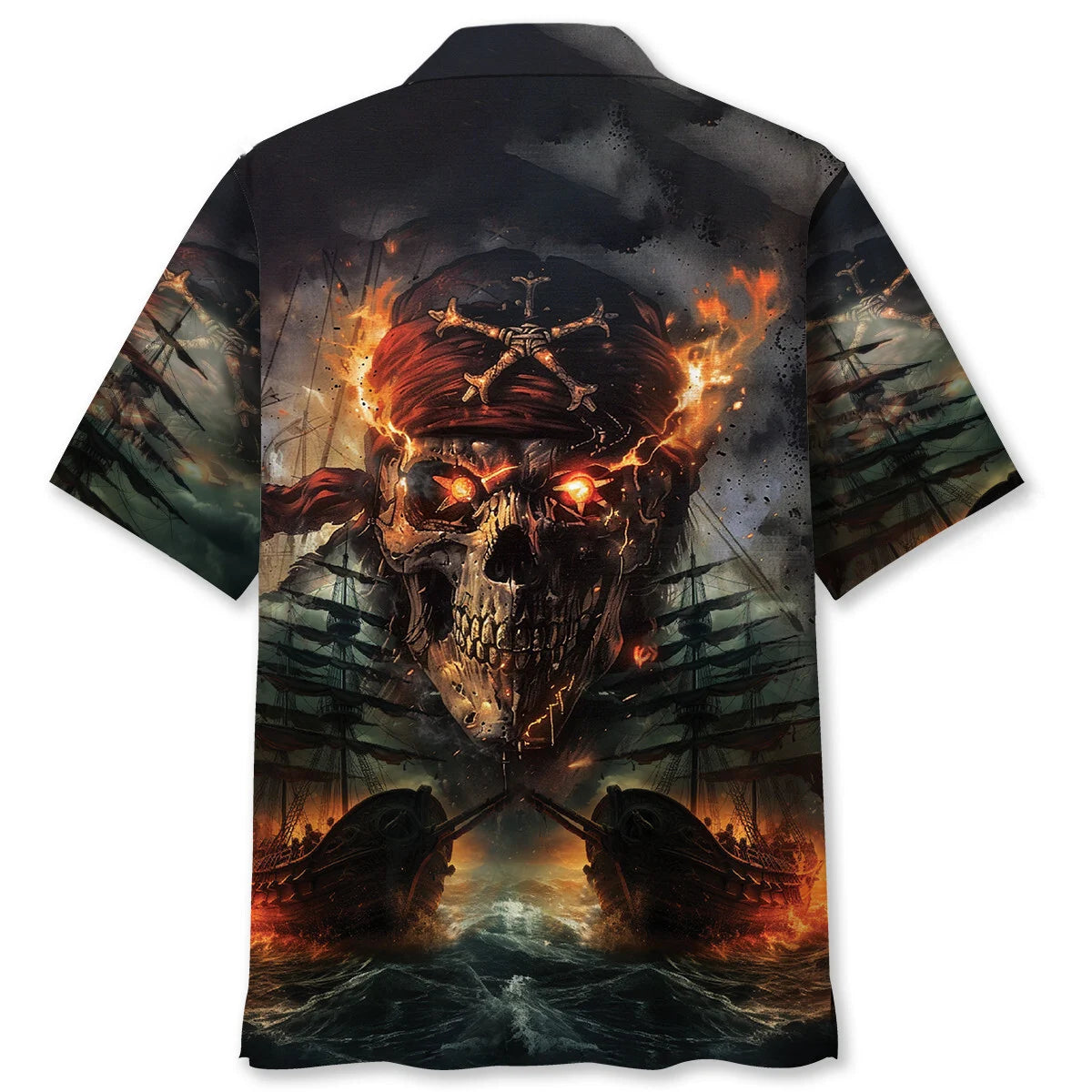 Pirate Skull Fire Hawaiian Shirt, custom shirt gift for men