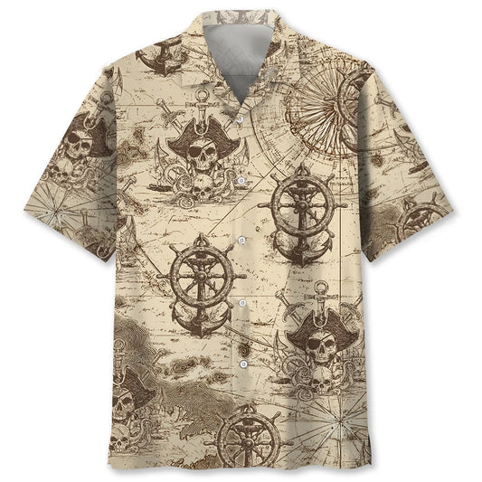 Pirate Vintage Map Hawaiian Shirt, custom shirt gift for men