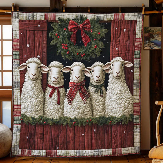 Plaid Border Sheep Quilt Blanket