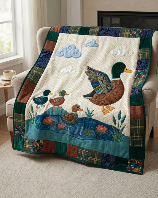Plaid Mallard Quilt Blanket - Quilted Blanket by OtterMia