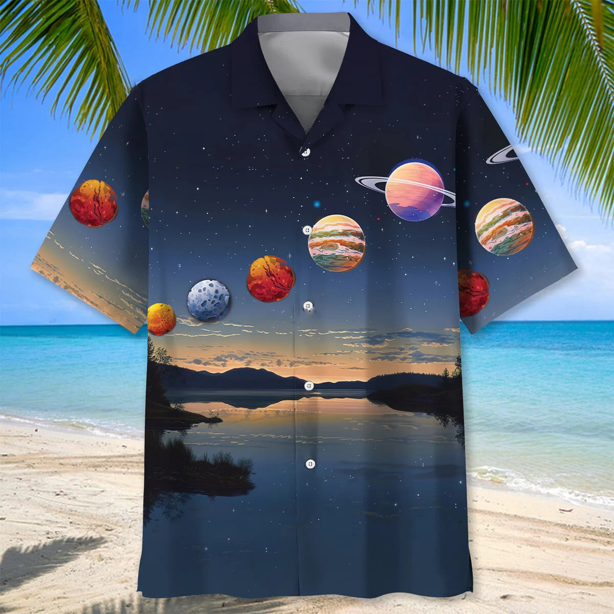 Planets Line Up Hawaiian Shirt, custom shirt gift for men