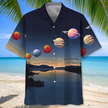 Planets Line Up Hawaiian Shirt, custom shirt gift for men