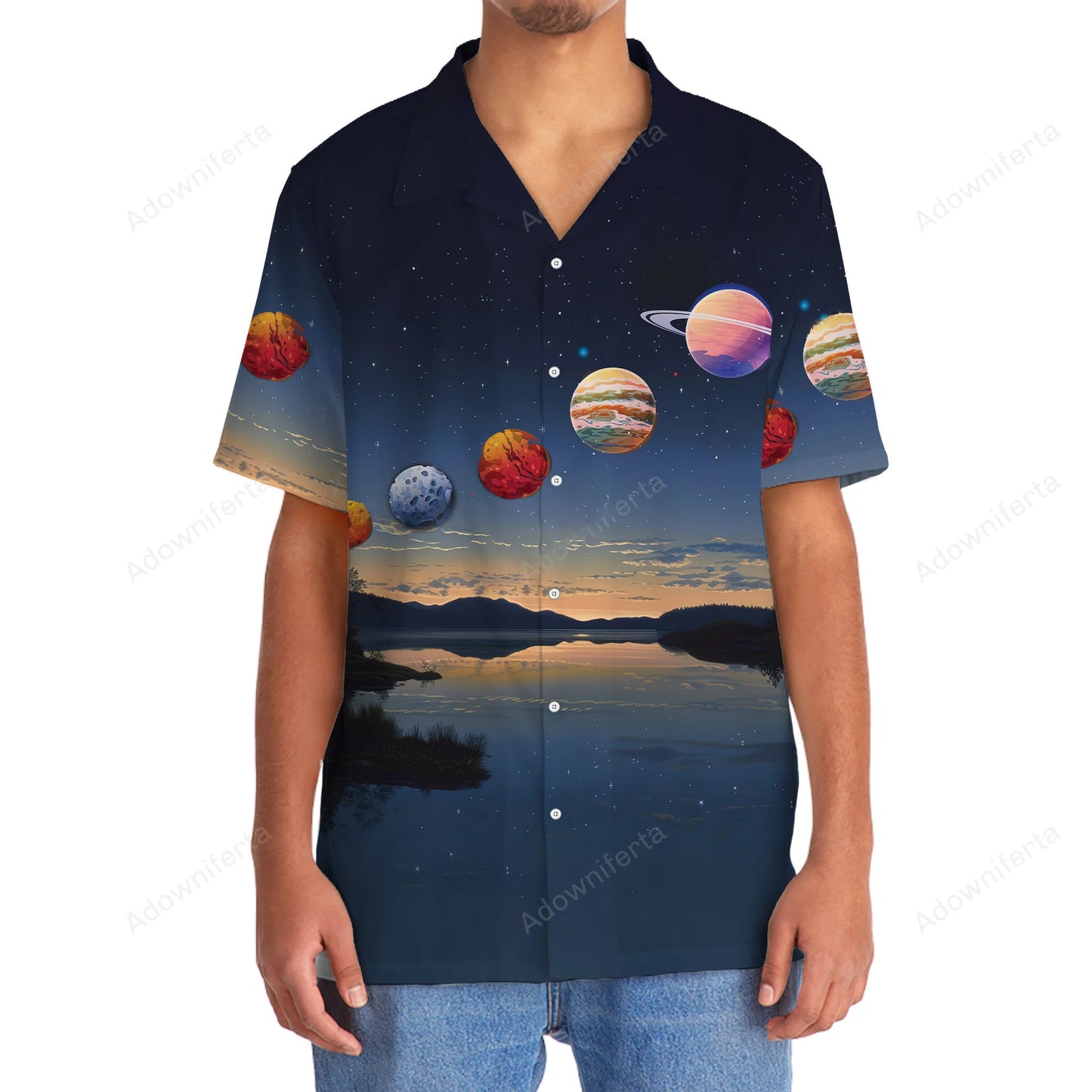 Planets Line Up Hawaiian Shirt, custom shirt gift for men (view 4)
