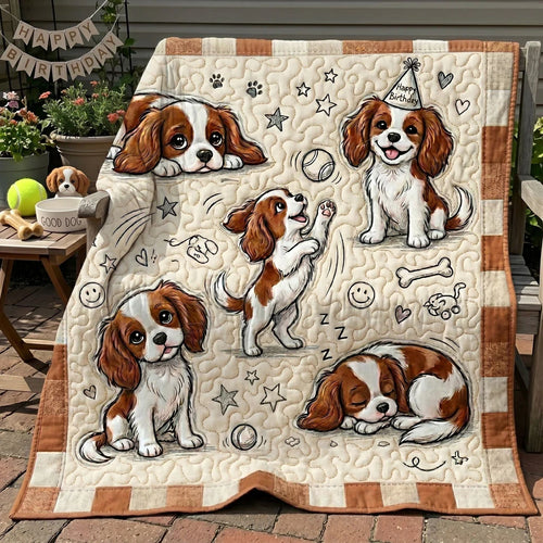 Playful Cavalier Moments Quilt Blanket