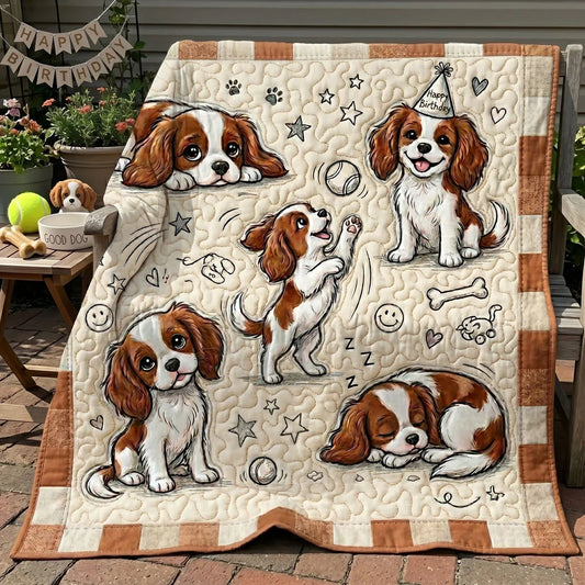 Playful Cavalier Moments Quilt Blanket
