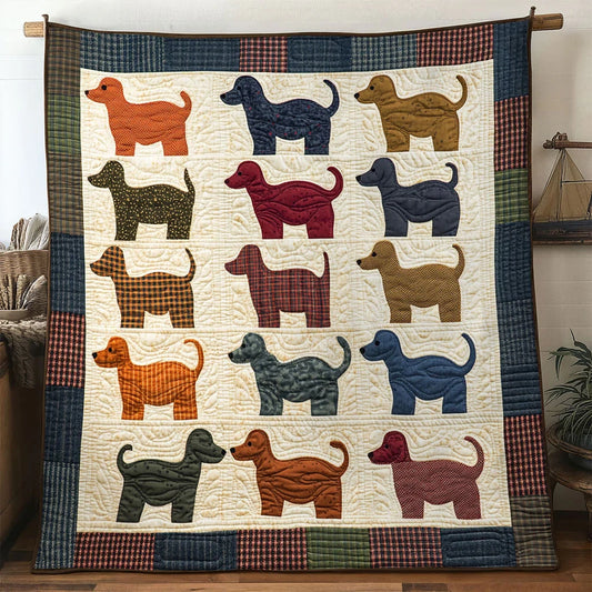 Playful Dachshund Quilt Blanket