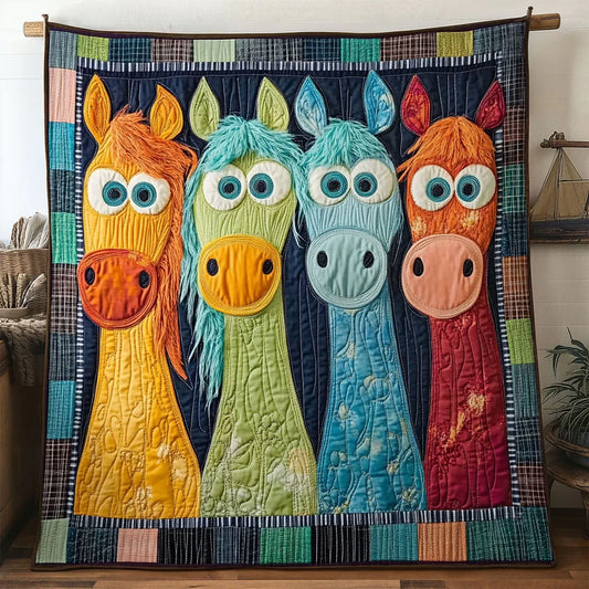 Playful Horse Quilt Blanket