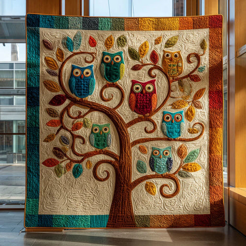 Playful Owl Grove Quilt Blanket