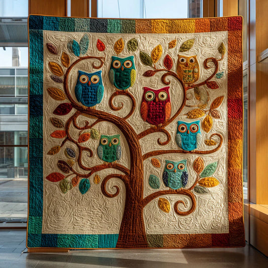Playful Owl Grove Quilt Blanket