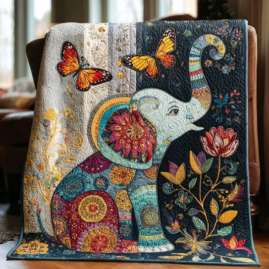 Playful Pachyderm Quilt Blanket - Quilted Blanket by OtterMia