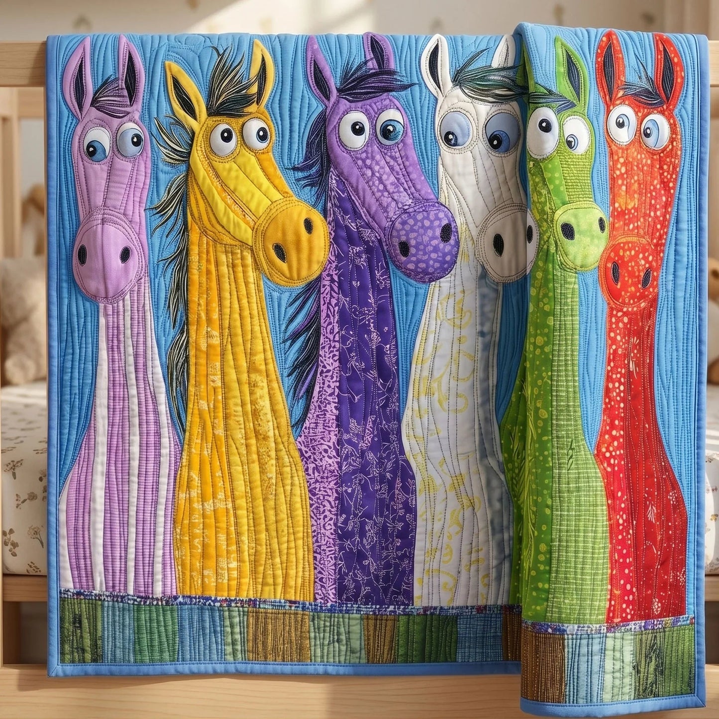 Playful Pony Quilt Blanket - Quilted Blanket by OtterMia