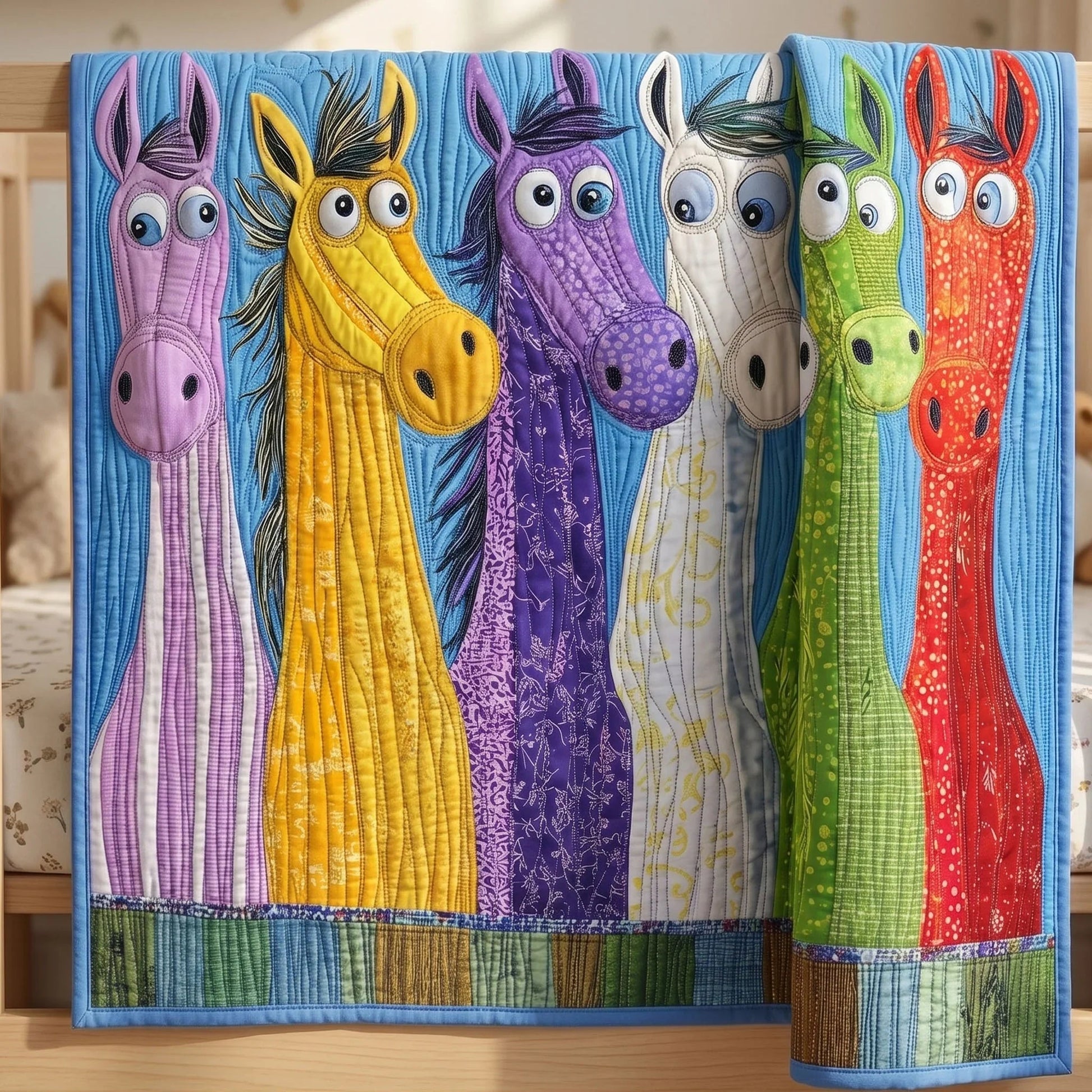Playful Pony Quilt Blanket - Quilted Blanket by OtterMia