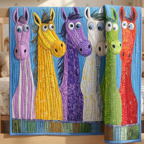 Playful Pony Quilt Blanket - Quilted Blanket by OtterMia