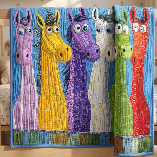 Playful Pony Quilt Blanket - Quilted Blanket by OtterMia