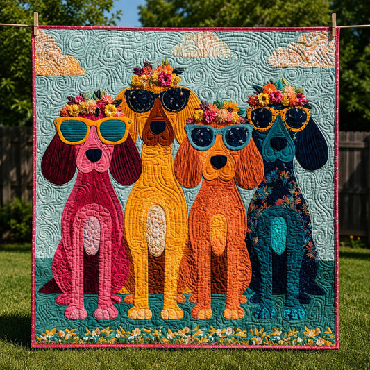 Playful Pup Quilt Blanket - Quilted Blanket by OtterMia